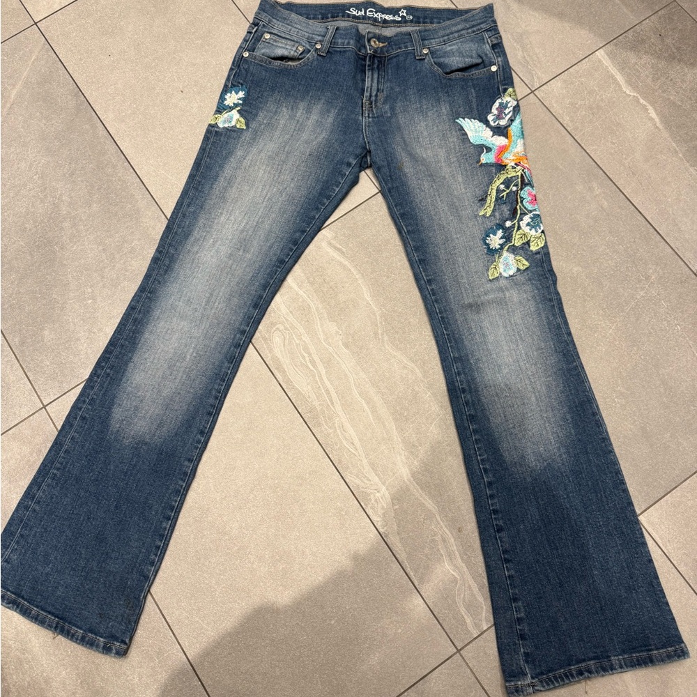 Embroidered Blue Jeans